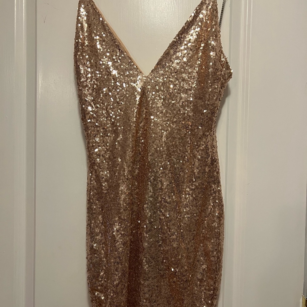 PrettyLittleThing Gold Sequin Mini Dress
